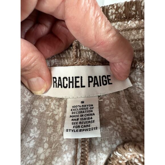 Rachel Paige Floral Palazzo Pants Crochet Peekaboo Wide Leg Elastic Waist Small - Picture 8 of 9